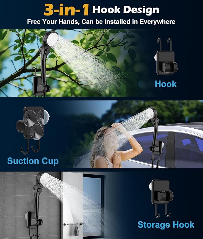 Rechargeable camping shower kit