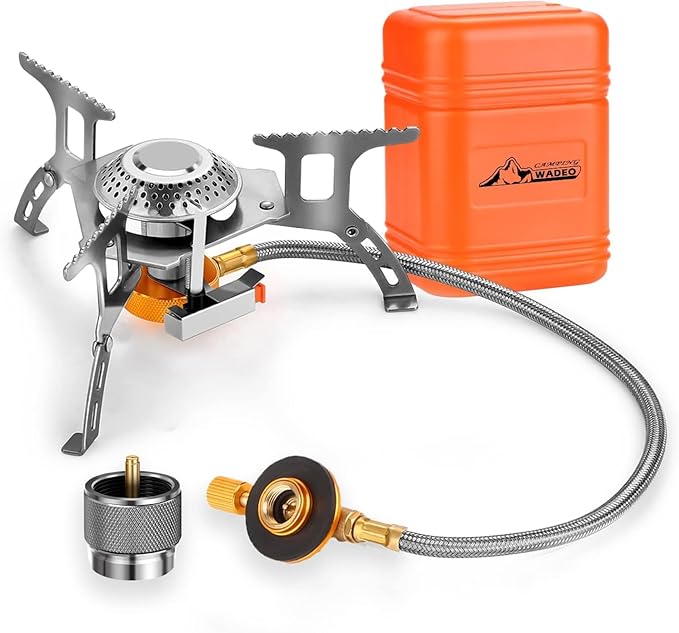 WADEO 3700W Portable Backpacking Stove with Adapter & Case